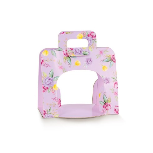 Scatola con Manico tipo STRIP FLOWERS porta COLOMBA da 500g artigianale Colore lilla misura 22 x 15,5 x h 19,5 cm Confezione 100