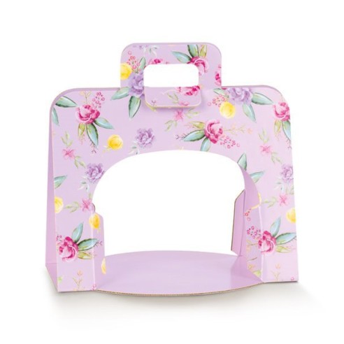 Scatola con Manico tipo STRIP FLOWERS porta COLOMBA da 750g artigianale Colore lilla misura 26,5 x 19 x h 21,5 cm Confezione 100