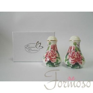 Set sale pepe porcellana bianca decoro fiore bomboniera D 50xh80 mm art 02823