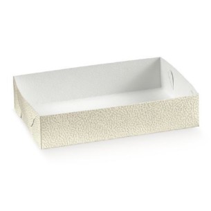 Scatola VASSOIO colore PELLE BIANCO interno BIANCO per pasticceria misura 19,5 x 14 x h 4 cm Confezione 200 pz art 15176