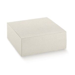 Scatola Pasticceria modello PRATICA in Pelle BIANCO 10 x 10 x h 6 cm Confezione 200 pz art 14596