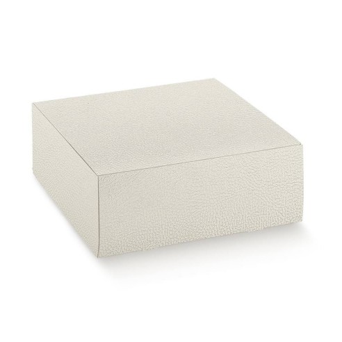 Scatola Pasticceria modello PRATICA in Pelle BIANCO 12 x 12 x h 6 cm Confezione 200 pz art 14598