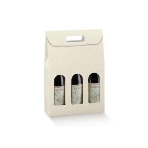 Scatola porta 3 bottiglia colore PELLE BIANCO 27 x 9 x h 38,5 cm set 30 pz art 15217