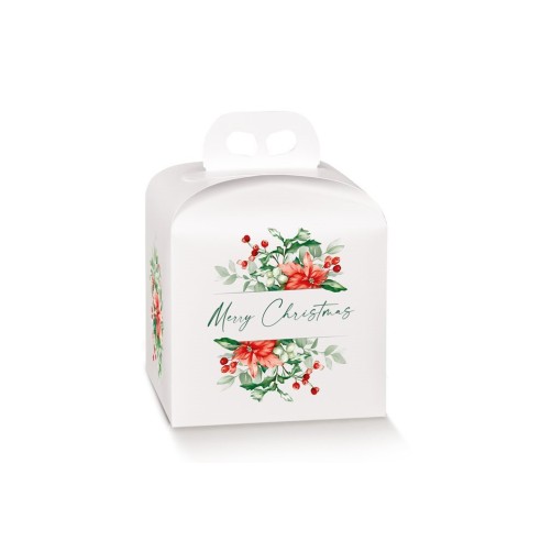 Scatola cartone porta Panettone confezioni Natalizie colore BIANCO con FLOWERS mis 20 x 20 x h 18 cm Confezione 50 pz Art 36303