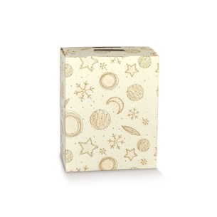 Scatola Panettone artigianale per Pasticceria tipo CUBOTTO Colore BIANCO ORO mis. 33 x 25 x h 35 cm Confezione 50 pz Art 39248