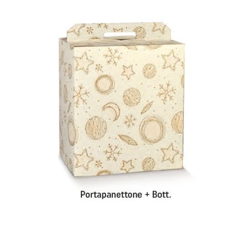 Scatola porta Panettone e Bottiglia confezioni Natalizie colore BIANCO e Oro mis. 28 x 20 x h 35 cm Confezione 49 pz 39253