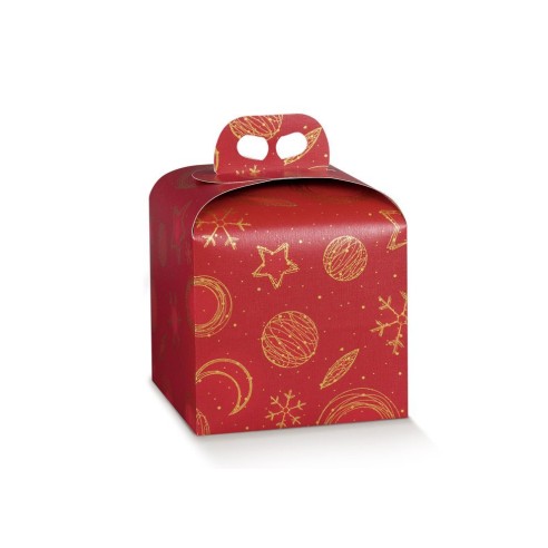 Scatola in cartone porta Panettone confezioni Natalizie colore ROSSO e ORO mis. 20 x 20 x h 18 cm Confezione 50 pz Art 39196