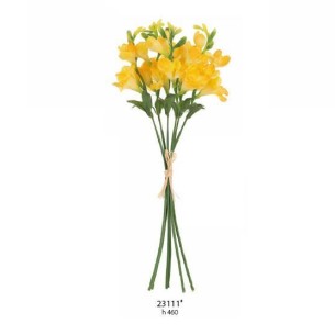 Mazzo 6 FRESIE finta colore GIALLO decorazione wedding matrimonio H 46 cm Confezione 12 Mazzi art 23111