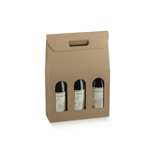 Scatola porta 3 bottiglie CHAMPAGNE colore AVANA 30 x 10 x h 38,5 cm set 20 pz art 35439