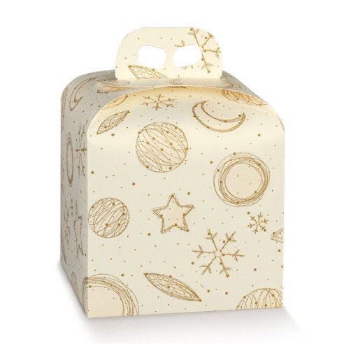 Scatola Panettone pasticceria confezioni Natalizie colore BIANCO e Oro mis. 24,5 x 24,5 x h 13 cm Confezione 50 pz art 39252