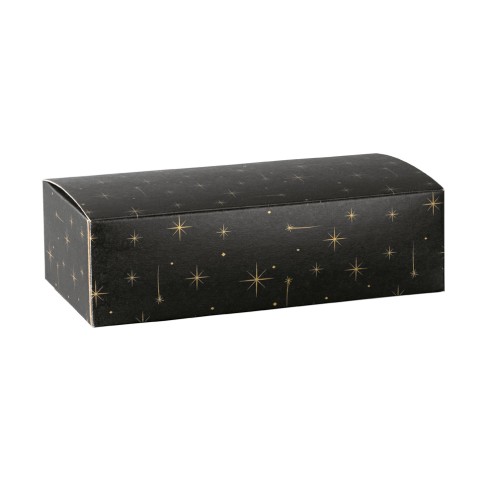 Scatola porta 2 bottiglia UNICA colore NERO con stelle ORO 34 x 18 x h 9,5 cm set 30 pz art 38920