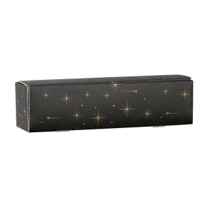 Scatola porta 1 bottiglia Cantinetta colore NERO con stelle ORO 34 x 9 x h 9 cm set 100 pz art 38900