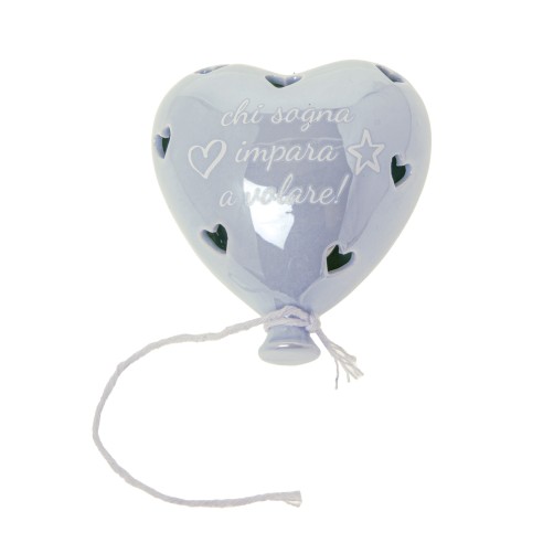 Bomboniera Palloncino Porcellana Celeste con Led 9 cm art 02A157