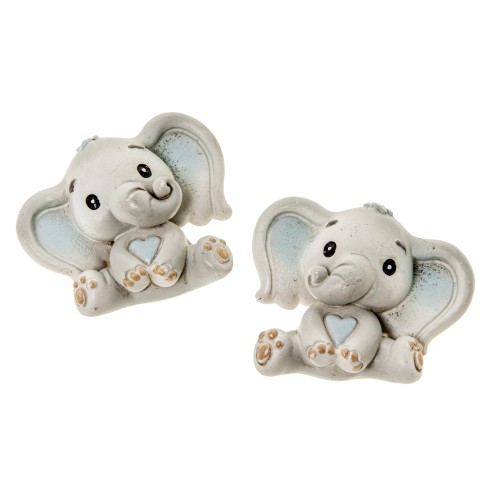 Bomboniera Elefante Baby celeste in resina magnete calamita h 5 cm Confezione 12 pz art 04A338