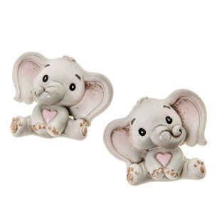 Bomboniera Elefante Baby rosa in resina magnete calamita h 5 cm Confezione 12 pz art 04A339