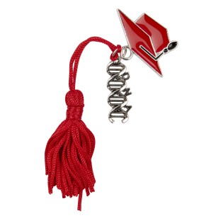 Bomboniera decorazione simbolo biologia in zama e cappello tocco rosso 3,5 cm set 12 pz art 12A129