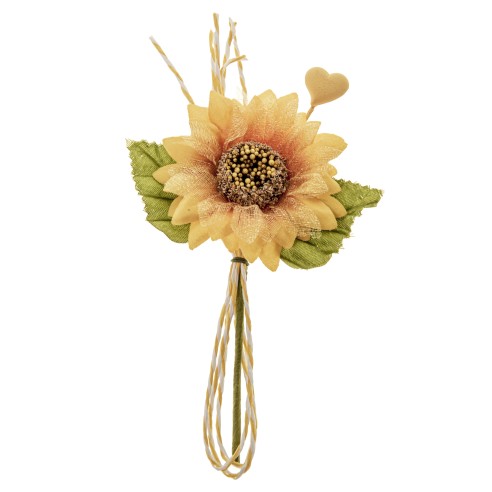 Decorazione bomboniera fiore modello girasole giallo arancio 13 cm confezione 12 pz art B0749