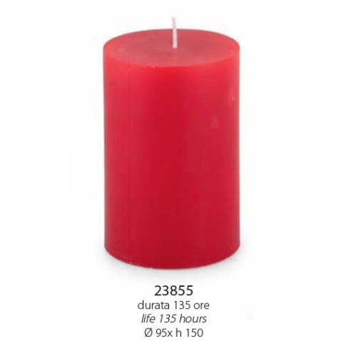 Candela in cera Rossa modello cero Dm 9,5 x h 15 cm durata 135 ore Art 23855