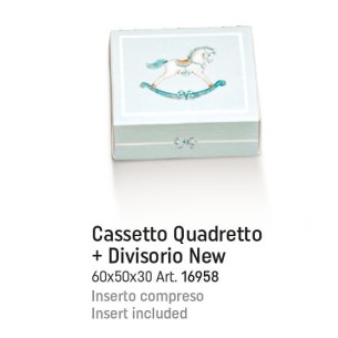 Scatola confetti tipo cassetto con cavallo a dondolo celeste 6 x 5 x h 3 cm confezione 10 pz art 16958