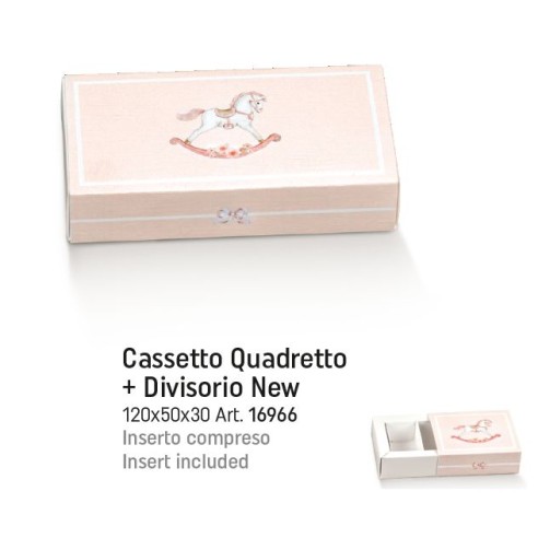 Scatola confetti tipo cassetto con cavallo a dondolo Rosa 12 x 5 x h 3 cm confezione 10 pz art 16966