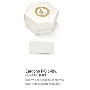 Scatola confetti tipo esagono Fondo e coperchio comunione cresima 6 x h 4 cm confezione 10 pz art 19091