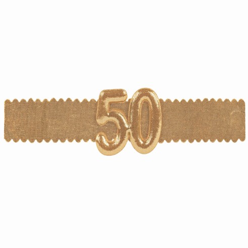 Bomboniera fascetta con numero 50 oro 23 x 4,5 cm confezione 12 pz art 29809