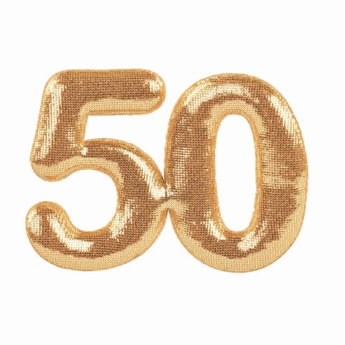 Bomboniera decorazione numero 50 oro con adesivo 4,5 cm confezione 12 pz art 29808