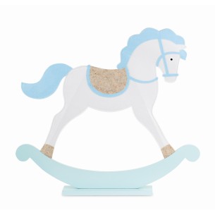 Decorazione cavallo a dondolo in feltro azzurro 82 x h 75 cm art 29886