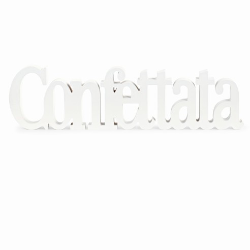 Decorazione scritta CONFETTATA in legno bianco 64,5 x 3 x h 13,5 cm art 29881