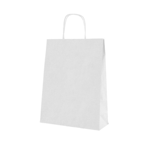 Busta in carta colore Bianca con Manico ritorto 32 x 19 x h 34 cm set 200 pz art 53CAKEWHITE32