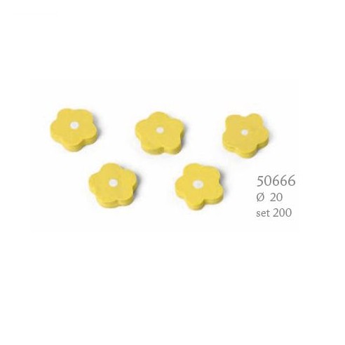 Fiore Margherita in legno giallo D 2 cm decorazione bomboniera Confezione 200 pz art 50666