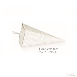 Cono con foro porta confetti Lino Bianco h 11,5 cm set 9 pz Art 71548