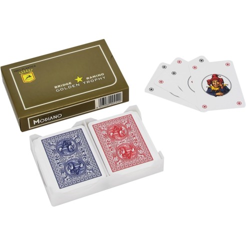 Mazzo di carte da gioco ramino POKER in plastica 100% italiane MODIANO GOLD cartone da 14 mazzi art MODIANOGOLD14