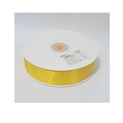 Nastro doppio raso 2,5 Cm rotolo bobina da 50 mt Giallo forte fai da te - art D2511