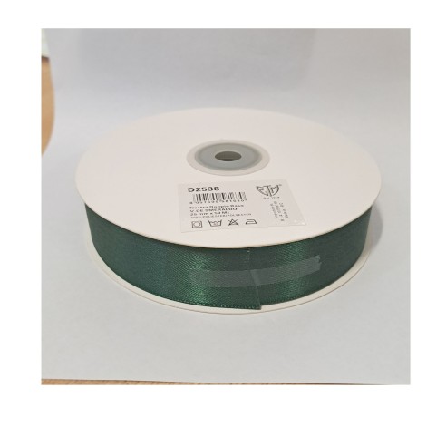 Nastro doppio raso 2,5  cm rotolo bobina da 50 mt VERDE SMERALDO fai da te - art D2538