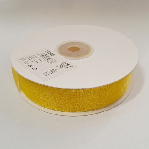 Nastro organza 2 cm rotolo bobina da 50 mt GIALLO fai da te - art E2008