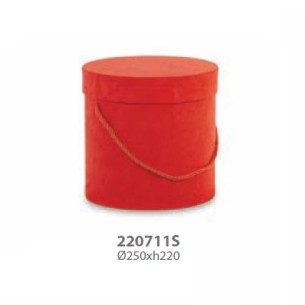 Scatola tonda in Alcantara Rosso Wedding decorazione D 25 x h 22 cm art 20711