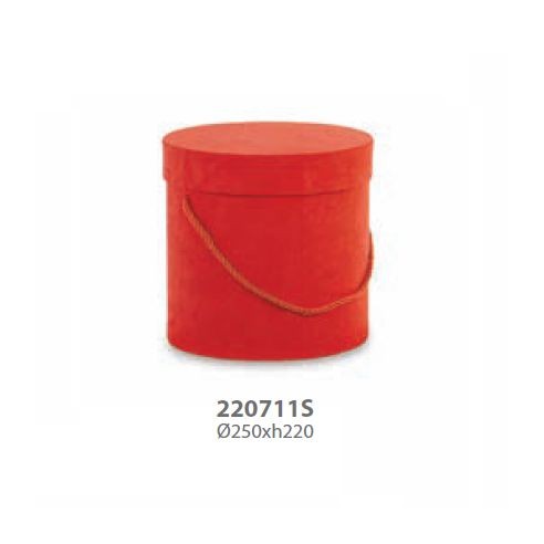 Scatola tonda in Alcantara Rosso Wedding decorazione D 25 x h 22 cm art 20711