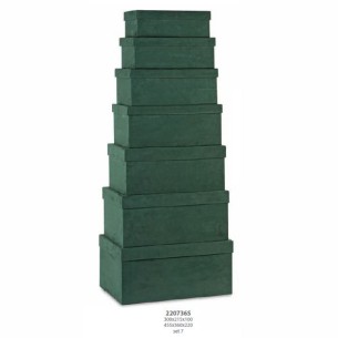 Set 7 scatole Alcantara Verde Wedding decorazione 30 X 21,5 X h 10 / 45,5 X 36 X h 22 cm Confezione 1 set art 20736