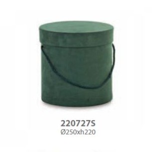 Scatola tonda in Alcantara Verde Wedding decorazione D 25 x h 22 cm art 20727