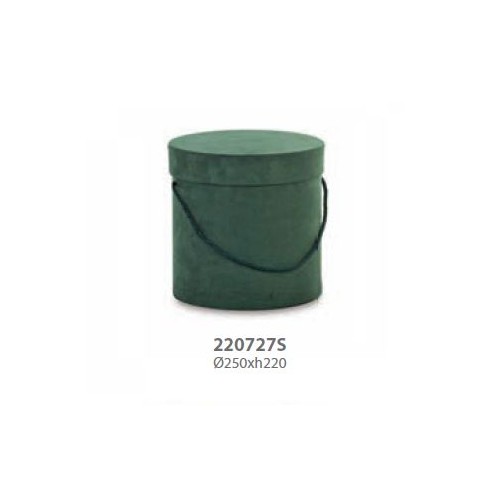 Scatola tonda in Alcantara Verde Wedding decorazione D 25 x h 22 cm art 20727