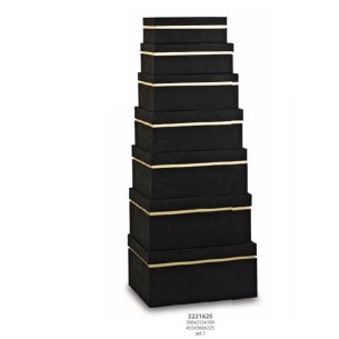 Set 7 scatole Alcantara Nero Wedding decorazione 30 X 21,5 X h 10 / 45,5 X 36 X h 22 cm Confezione 1 set art 22162