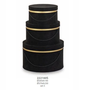 Set 3 scatola Alcantara Nero Wedding decorazione 26Xh14,5 / 37Xh 23 cm Confezione 1 set art 22160