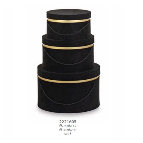 Set 3 scatola Alcantara Nero Wedding decorazione 26Xh14,5 / 37Xh 23 cm Confezione 1 set art 22160