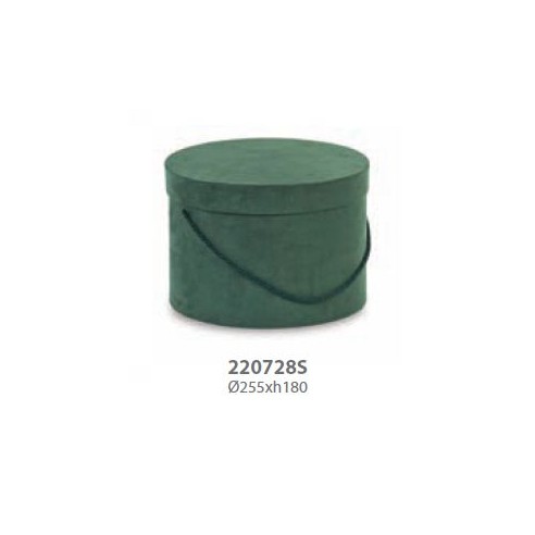 Scatola tonda in Alcantara Verde Wedding decorazione D 25,5 x h 18 cm art 20728