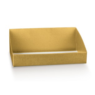 Cesto vassoio in cartone fibra oro misura 31 x 24 x h 10,5 cm confezione 30 pz art 39381