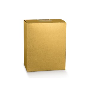 Scatola porta Panettone artigianale per Pasticceria tipo CUBOTTO fibra oro mis. 33 x 25 x h 35 cm Confezione 30 pz Art 39321