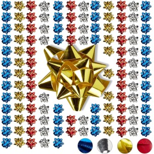 Coccarda fiocco  stella adesiva decorazione  pacco regalo 10mm Oro Rosso Argento Blu100 pz art SS10ASS.