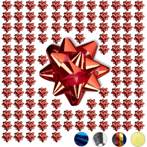 Coccarda fiocco  stella adesiva decorazione busta pacco regalo 10mm ROSSO  100 pz art. SS10ROSSO