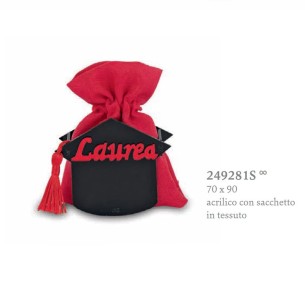 BOMBONIERA SACCHETTO LAUREA TOCCO ROSSO CONF.12PZ ART. 49281